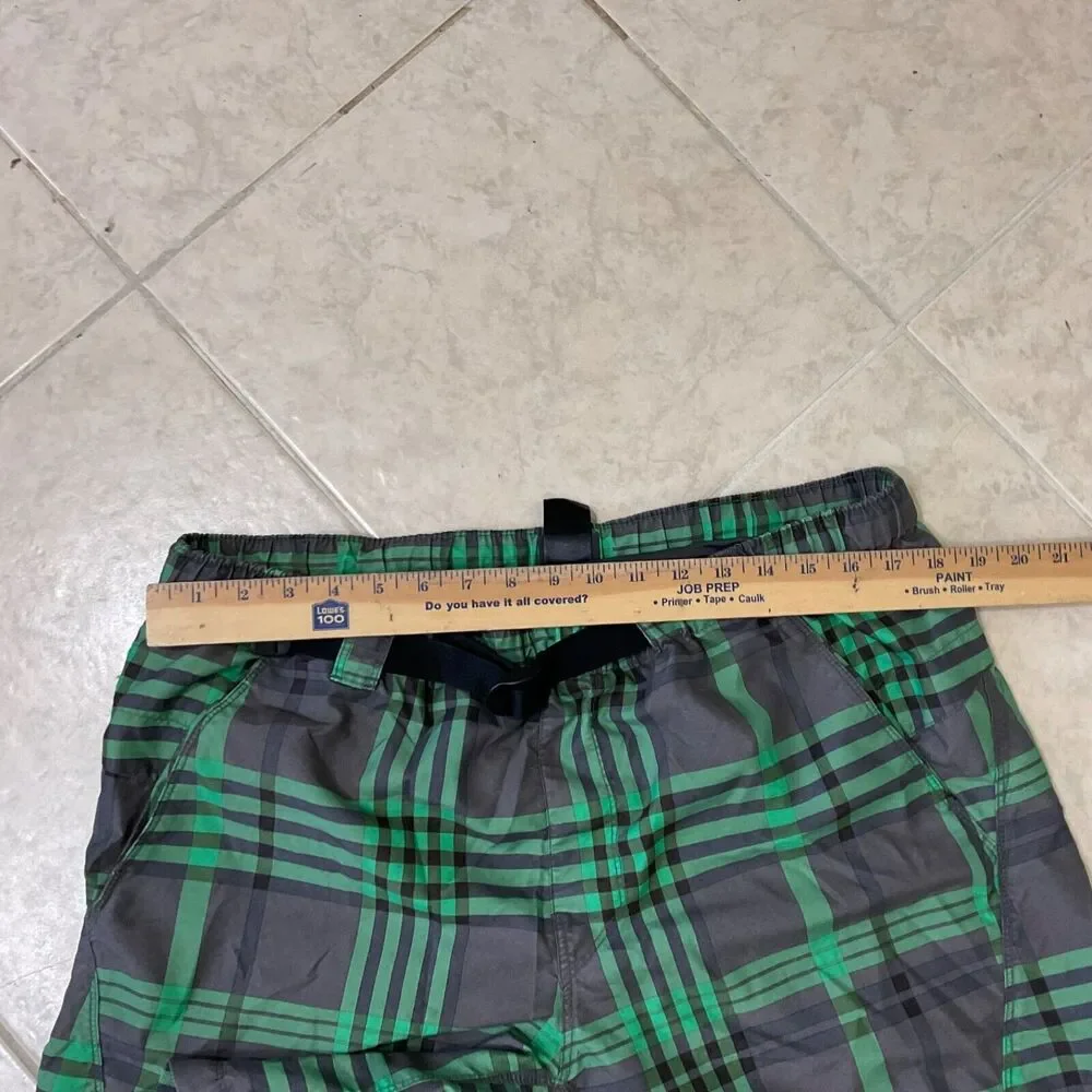 The North Face Men's M Green Plaid Hybrid Golf Swim Casual Shorts belted